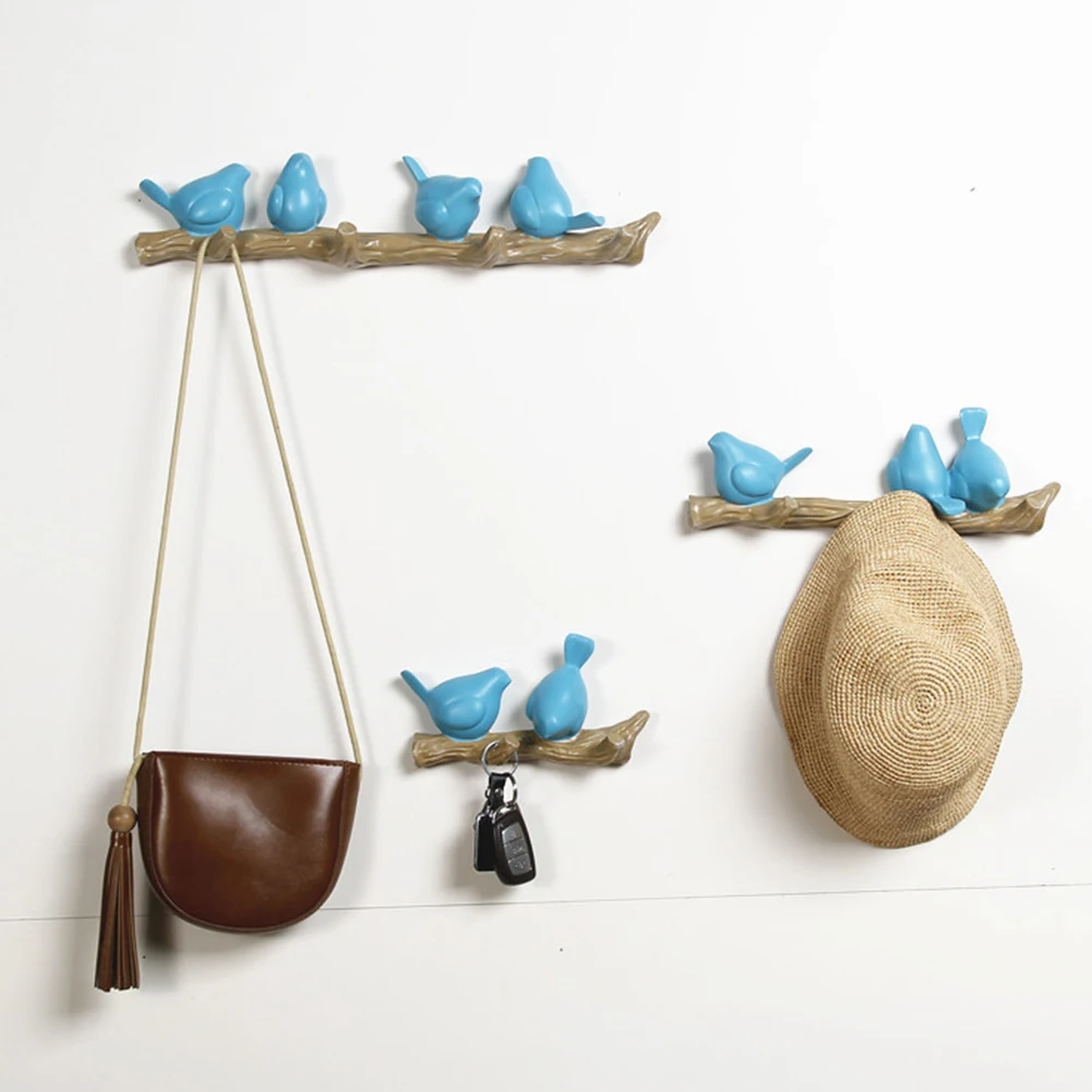 Wall Mounted Resin Bird Figurine Hanger Coat Clothes Towel Hook Holder Key Bag Handbag Rack Room Decoration | Дом и сад