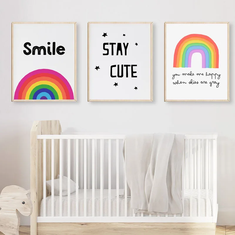 

Glimlach Regenboog Citaat Nursery Muur Canvas Schilderij Minimalistische Posters Prints Art Decor Canvas Schilderij