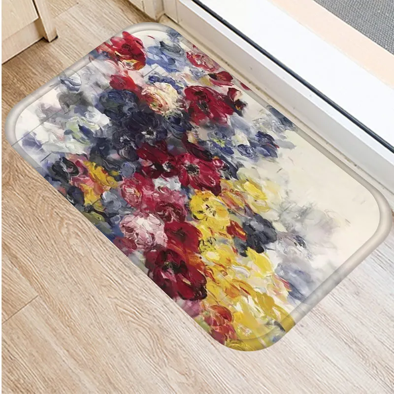 1 шт. 40*60 см Противоскользящий замшевый ковер с цветочным узором дверной коврик