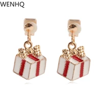 wenhq new arrival clip on earrings no pierced for girls kids cute fashion christmas gift box statement earrings charm ear clip