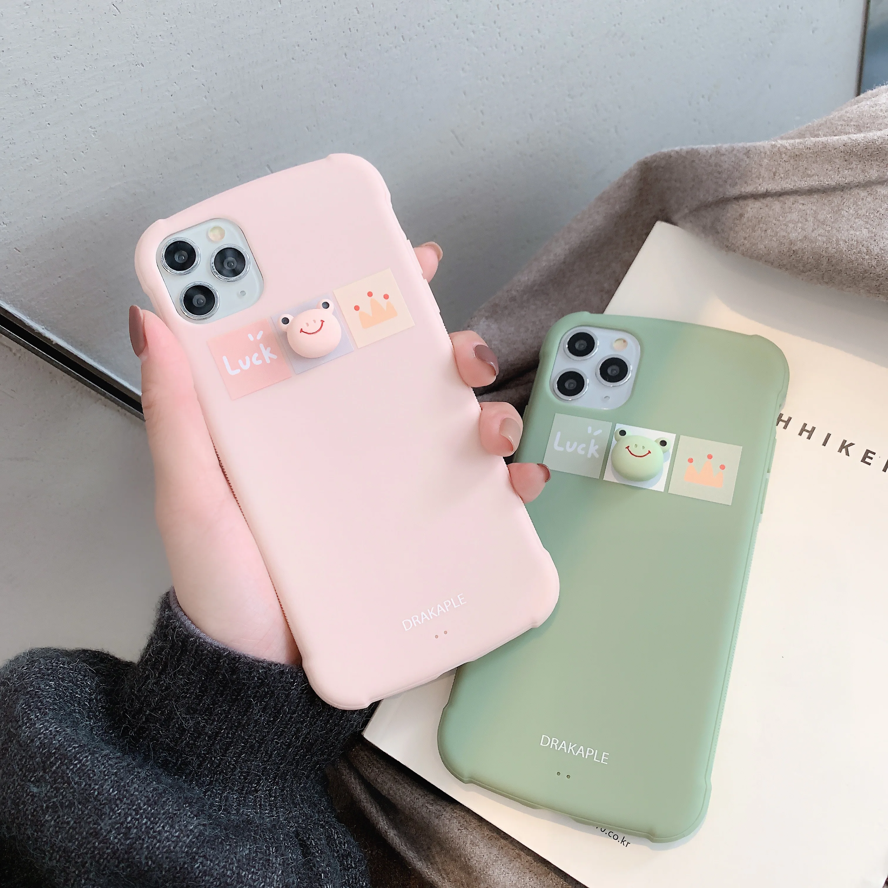 3D Candy Color frog Phone Case For iPhone 11 Pro XS MAX XR X Silicone 7 6 6S 8 Plus Cover with Tempered film |