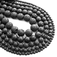 1538cm strand round natural black lava stone rocks 4mm 68101214161820mm beads for jewelry making diy bracelet findings