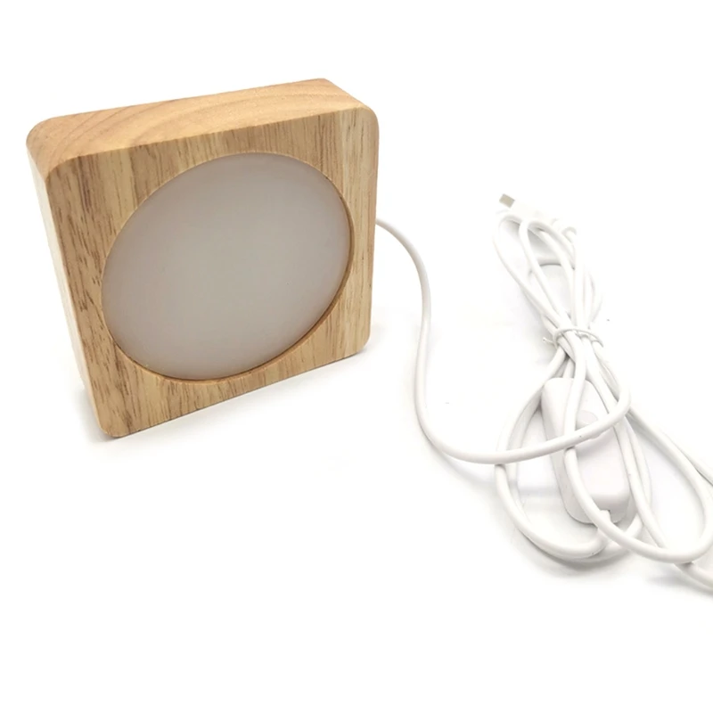 

3D LED Night Light Table Lamp USB Crystal Glass Resin Art Ornaments Base Stand