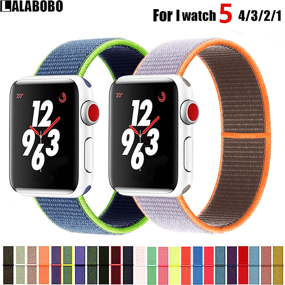 Новый нейлоновый ремешок для Apple Watch Band 5 4 40 мм 44 спортивный мягкий браслет Iwatch Series
