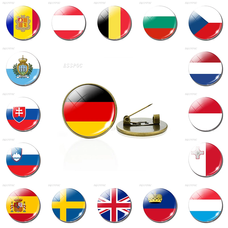 Латунная брошь с Европейским флагом заколка для стран Германии Франции