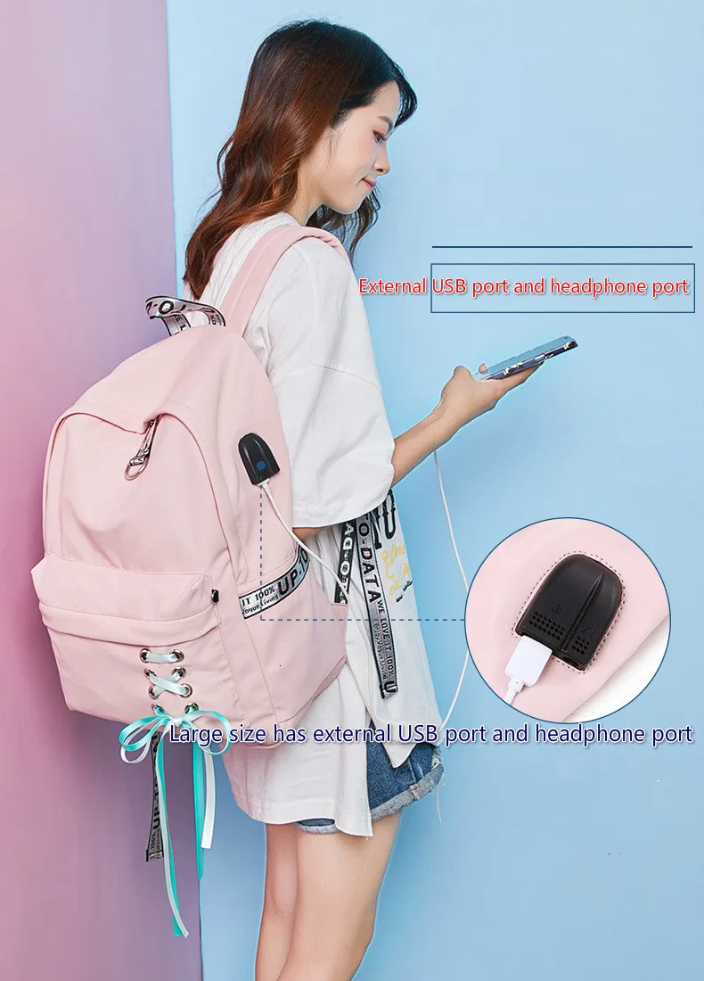 Fashion Girl Schoolbag Students Pink Laptop Backpack School Bags For Teenage Girls Women Backpacks Mochila infantil Escolar