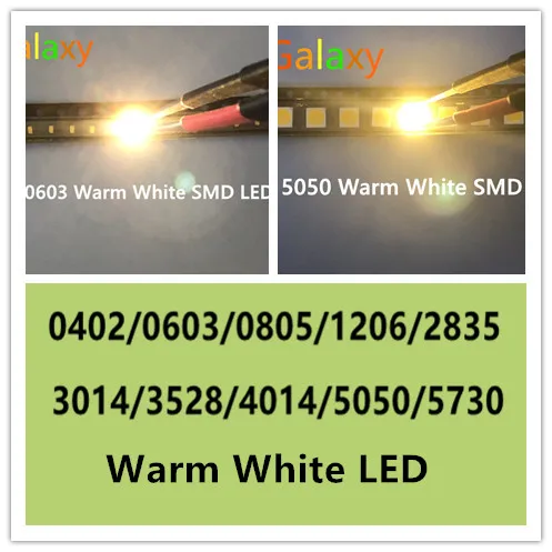 SMD 0402 0603 0805 2835 3528 1206 5050 5730 3014 Diodo белый/теплый белый светоизлучающие диоды супер