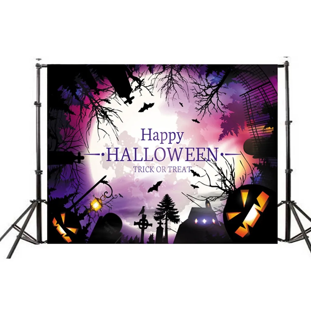 Фотофон замок Хэллоуин фон для фотосъемки Ночная ведьма вороны Тыква Луна