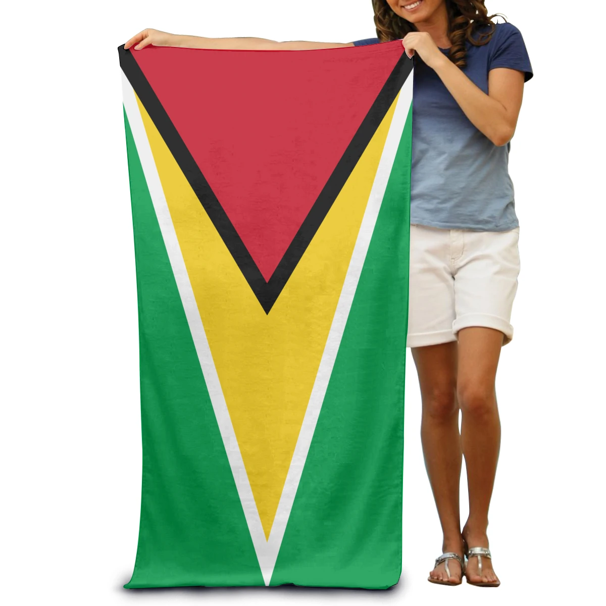 

Guyana National Country Flag Soft Bath Towel Fashion Wearable Beach Spa Wash Clothing Diving Suit Change Swim Robe Summer Pool