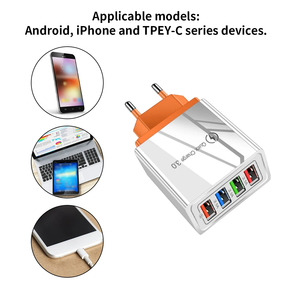 

48W Quick Charger 3.0 USB Charger for Samsung A51 A71 iPhone 11 xr Xiaomi mi 10 Tablet QC 3.0 Fast Wall Charger EU Plug Adapte
