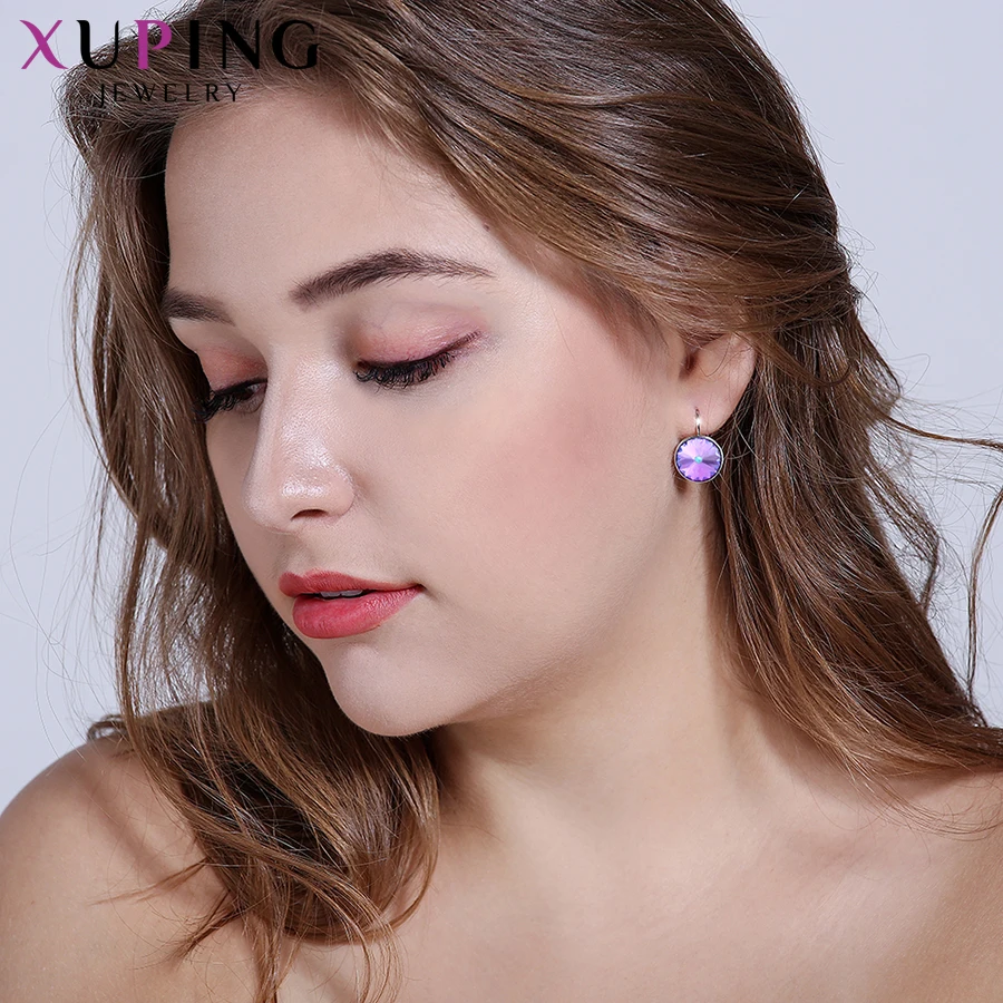 Xuping стильные элегантные блестящие серьги-кольца с кристаллами от Swarovski Подарок на годовщину для женщин девочек M99-20641
