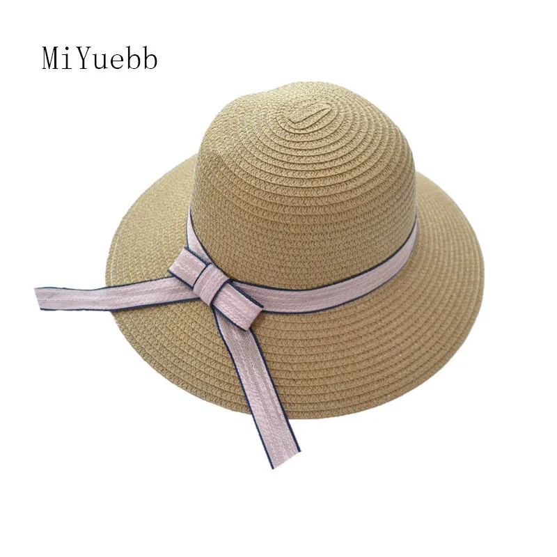 

Block sun adult Girl female summer hat bow princess curling Sunshade tourism vacation straw beach hat 3MZ28