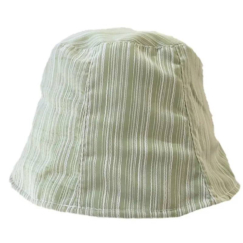 

Korean Style Unisex Summer Bell-Shaped Bucket Hat Solid Color Vertical Stripes Short Brim Sun Protection Fisherman Cap