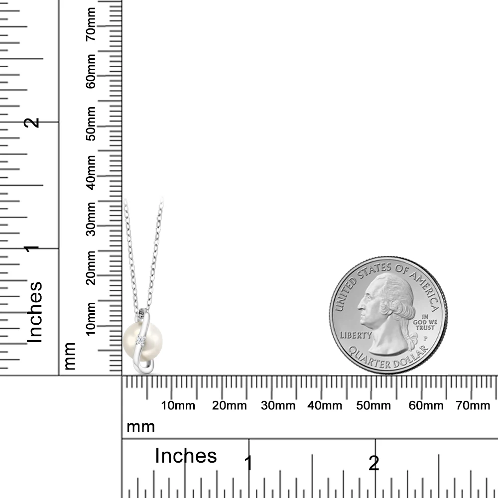 GemStoneKing круглый натуральный белый алмаз и культивированный пресноводный жемчуг