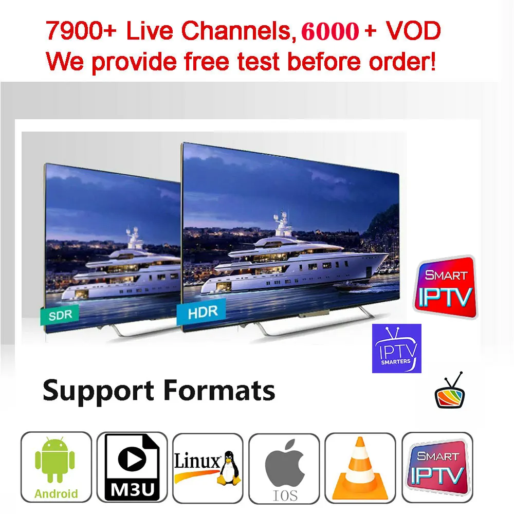 

HD Premium IPTV M3U XXX Multi Devices Live code Smart TV Smarters Pro MAG250 VLC IOS STB PC Android tv Free Test 24-36h