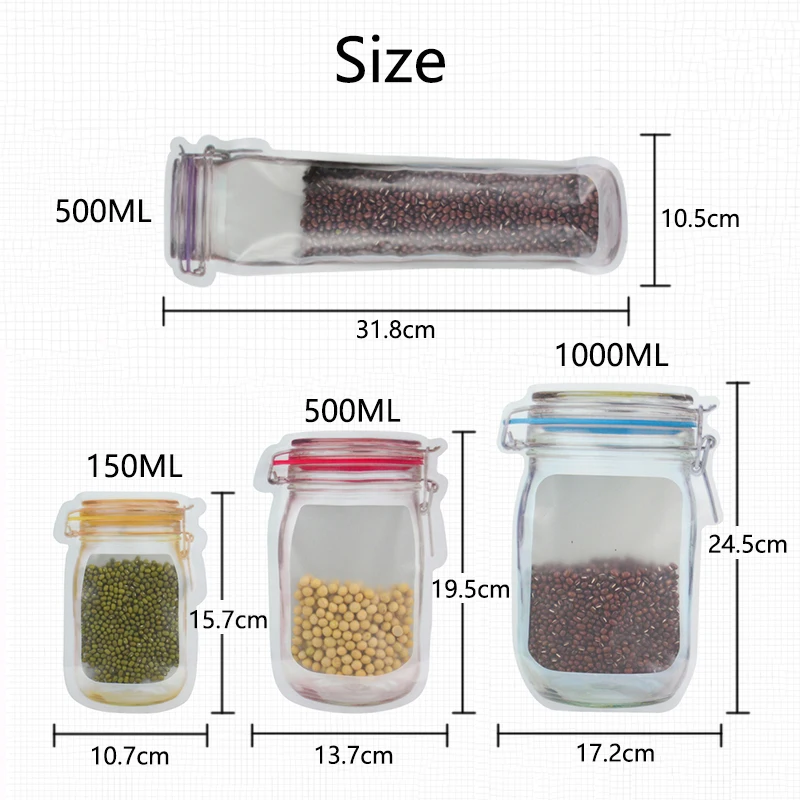 Mason Jar сумки на молнии для хранения закусок Сэндвич Многоразовые герметичные
