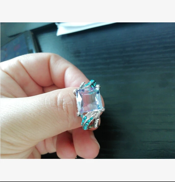 Женское кольцо Mystic Blue Sapphire коктейльное свадебное обручальное ювелирное изделие
