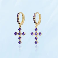 2021 kpop new fashion crosses drop earrings for woman fine luxury piercing crystal hoop earring korea popular female accessories