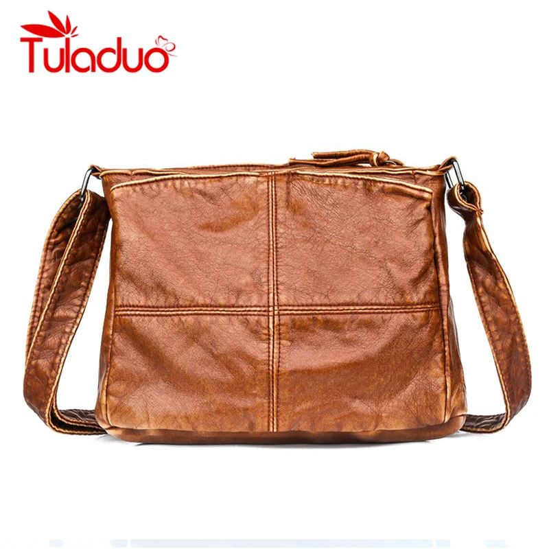 Retro Women Crossbody Shoulder Bags For Handbag Female Soft Washed Leather Purses and Handbags Messenger Sac A Main | Багаж и сумки