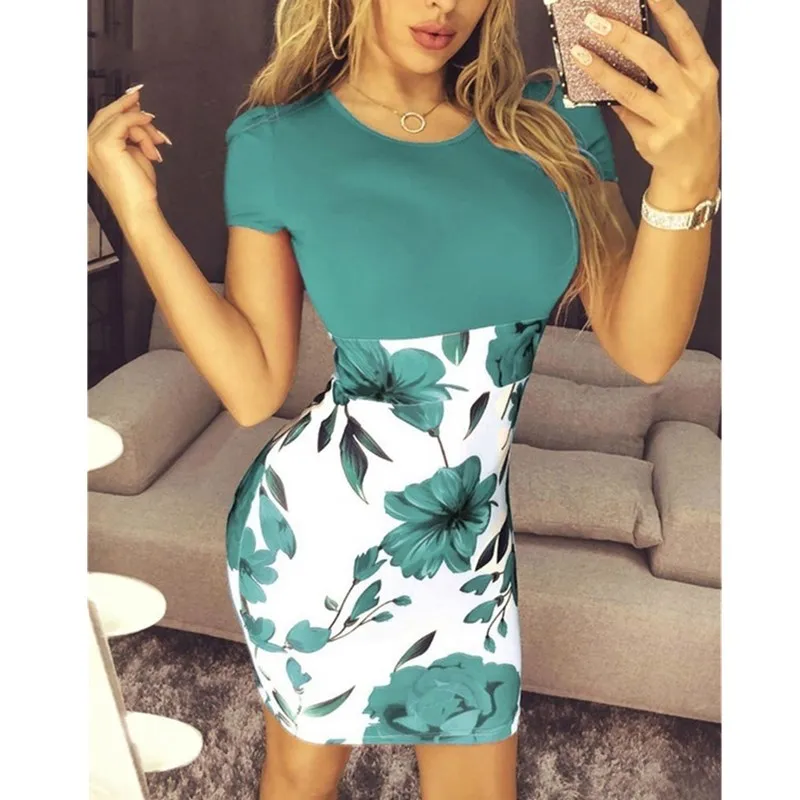 Женское офисное платье с запахом летнее большого размера 5XL коротким рукавом и