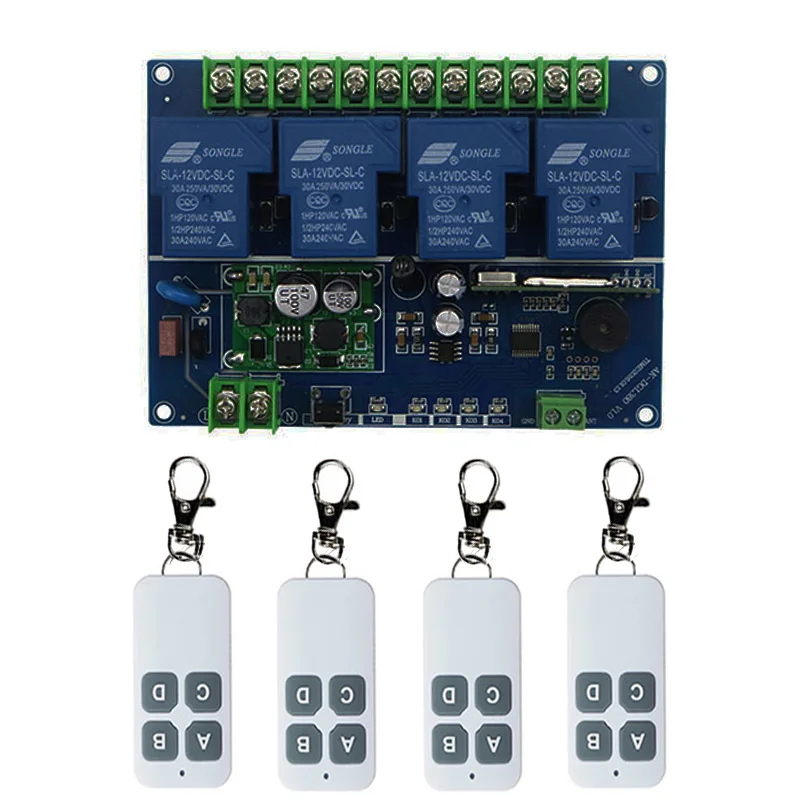 DC12V 24V 36V 48V 4CH 30A РФ беспроводной переключатель системы дистанционного управления