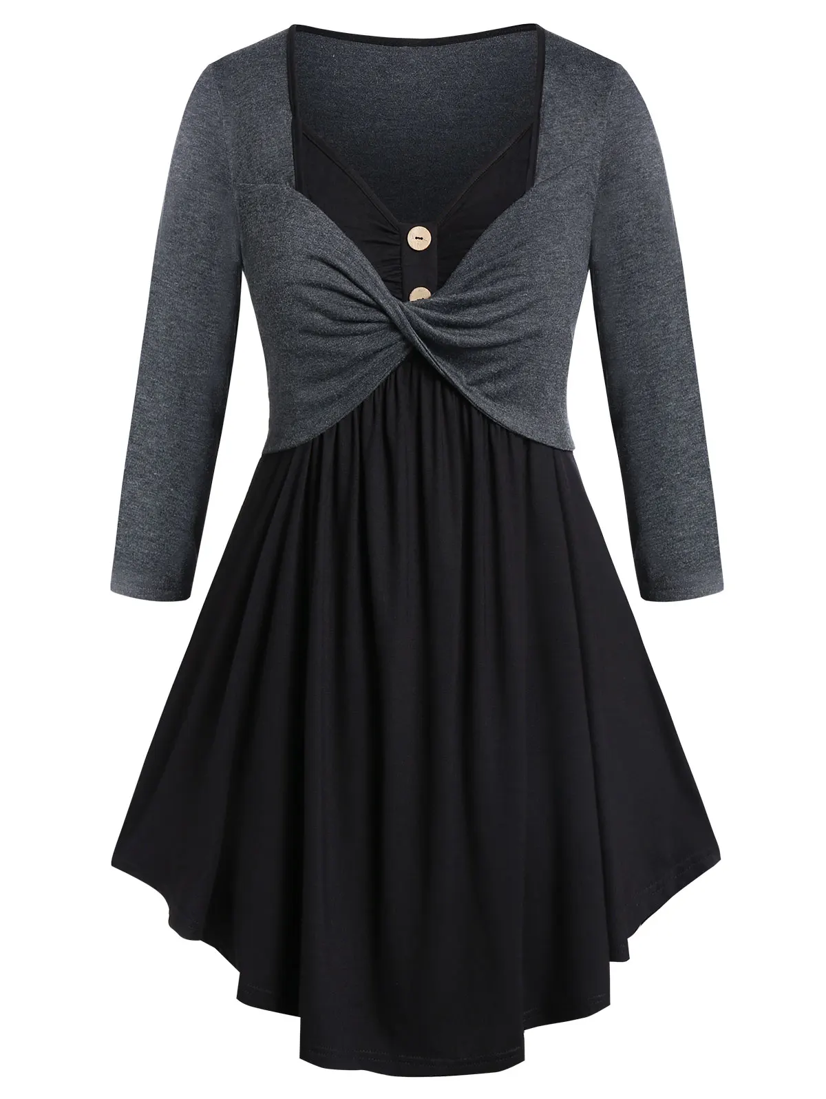 ROSEGAL женская футболка повседневная контрастная на пуговицах туника с длинным