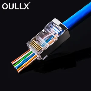 Разъем RJ45, OULLX 6U, Cat6A, UTP, позолоченный, для сетевых кабелей Ethernet, RJ-45 штекер, Cat5, Cat5e, STP, экранированный