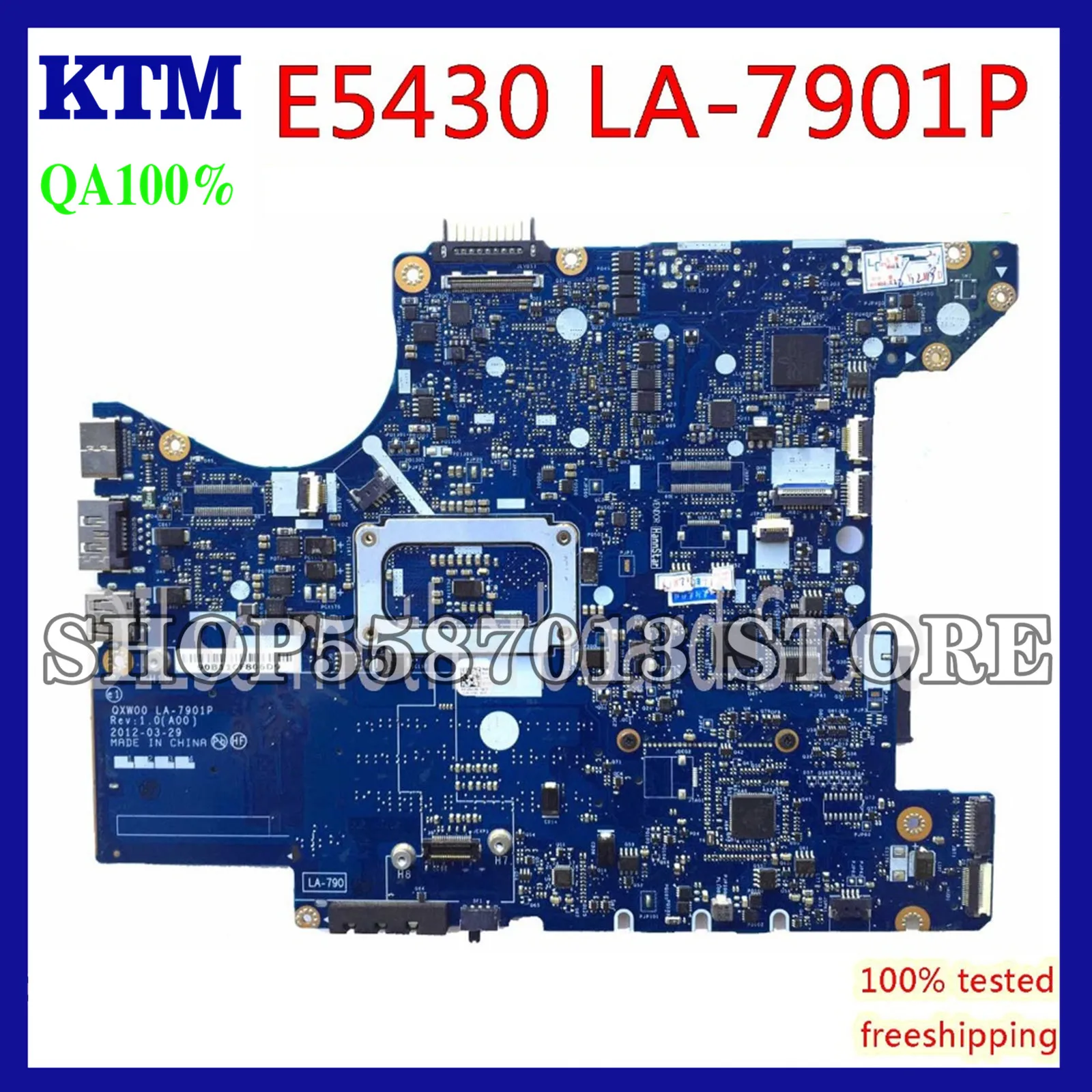 

KEFU LA-7901P For Dell E5430 Laptop Motherboard 0T7NXT T7NXT QXW00 LA-7901P PGA 989 DDR3 original Test 100% work