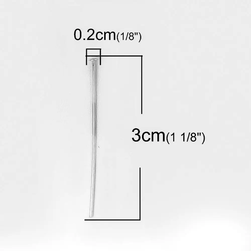 Doreen Box 925 Sterling Silver Long Head Pins DIY Findings Jewelry Wholesale 0.65mm (22 gauge) 1 Gram | Украшения и аксессуары