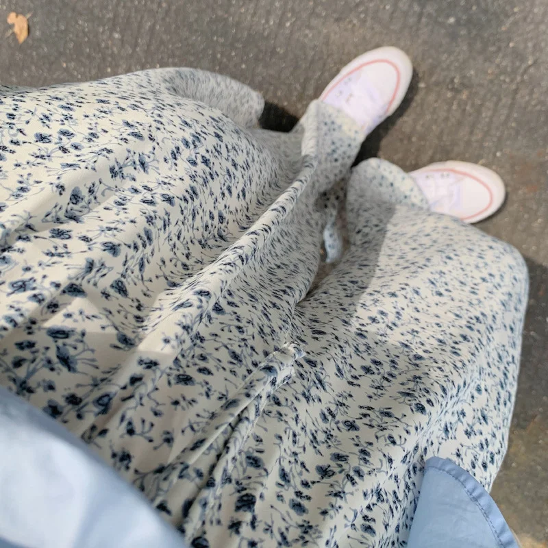 

Chic Stretch High Waisted Ladies Trousers Students Comfort Straight Pants Women Summer Korean Style Floral Sweet Leisure Fashion