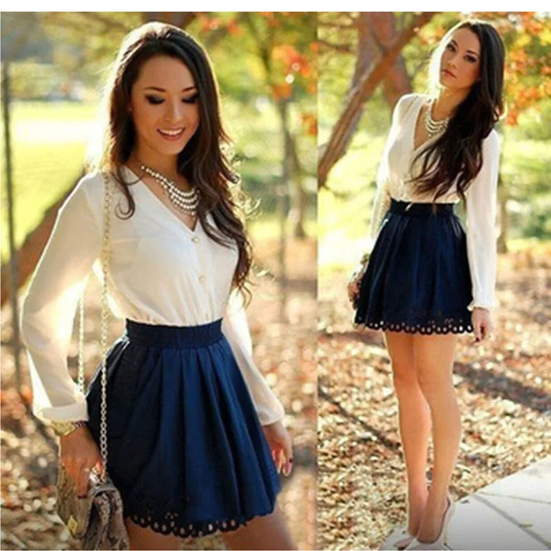 

Платье женское летнее свободное с длинным рукавом и глубоким V-образным вырезом