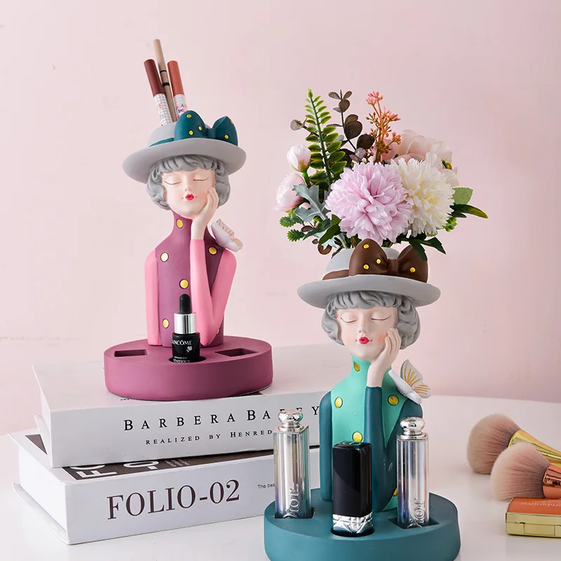 

Luxury Urban Girl Shape Lipstick Storage Ornaments Creative Living Room Bedroom Home Decoration Crafts