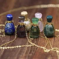 natural stone perfume bottle necklace semi precious pendant charms for elegant women love romantic gift 60 cm