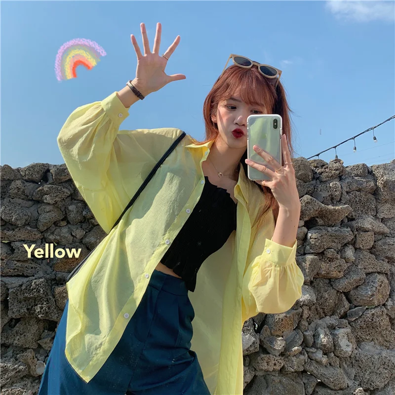 Летние женские топы и блузки дикая свободная тонкая рубашка ярких цветов с