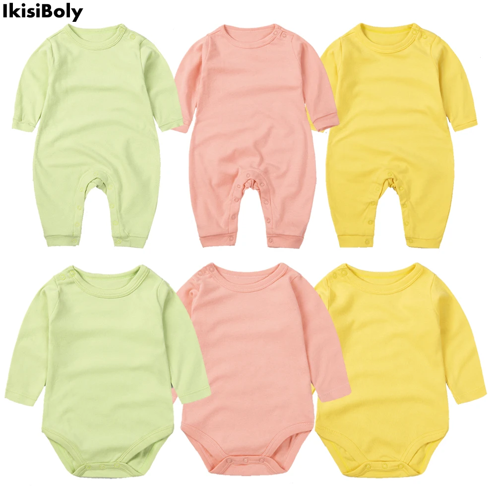 

Baby Unisex Long Sleeved Bodysuit Clothes for Newborn Girl Boy Jumpsuit Infant Cotton Rompers Toddler Solid Onesies New Overalls