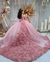 pink sweet 16 quinceanera dresses appliques flowers off shoulder ruched ball gown dress vestido de 15 anos 2022