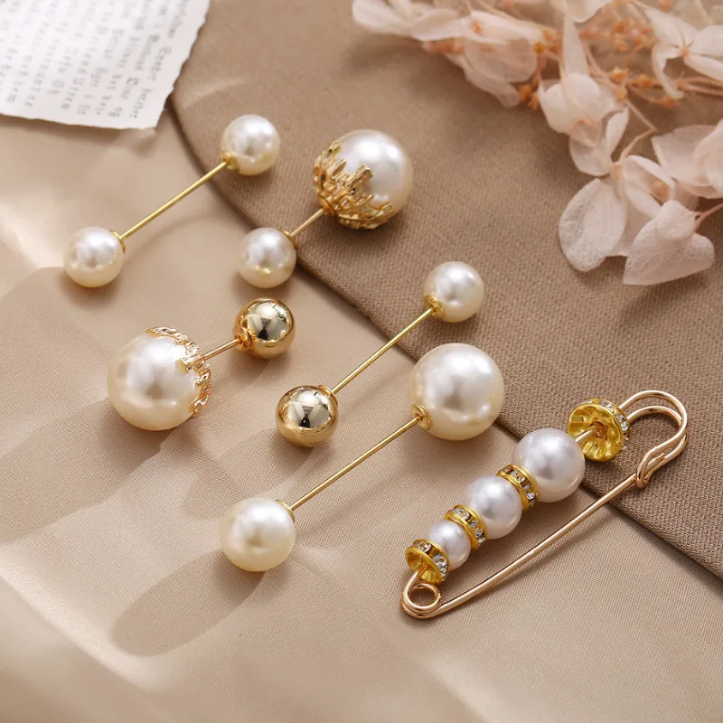 

6 Pcs Retro Brooches Creative Simple Temperament Pearl Brooch for Women 2021