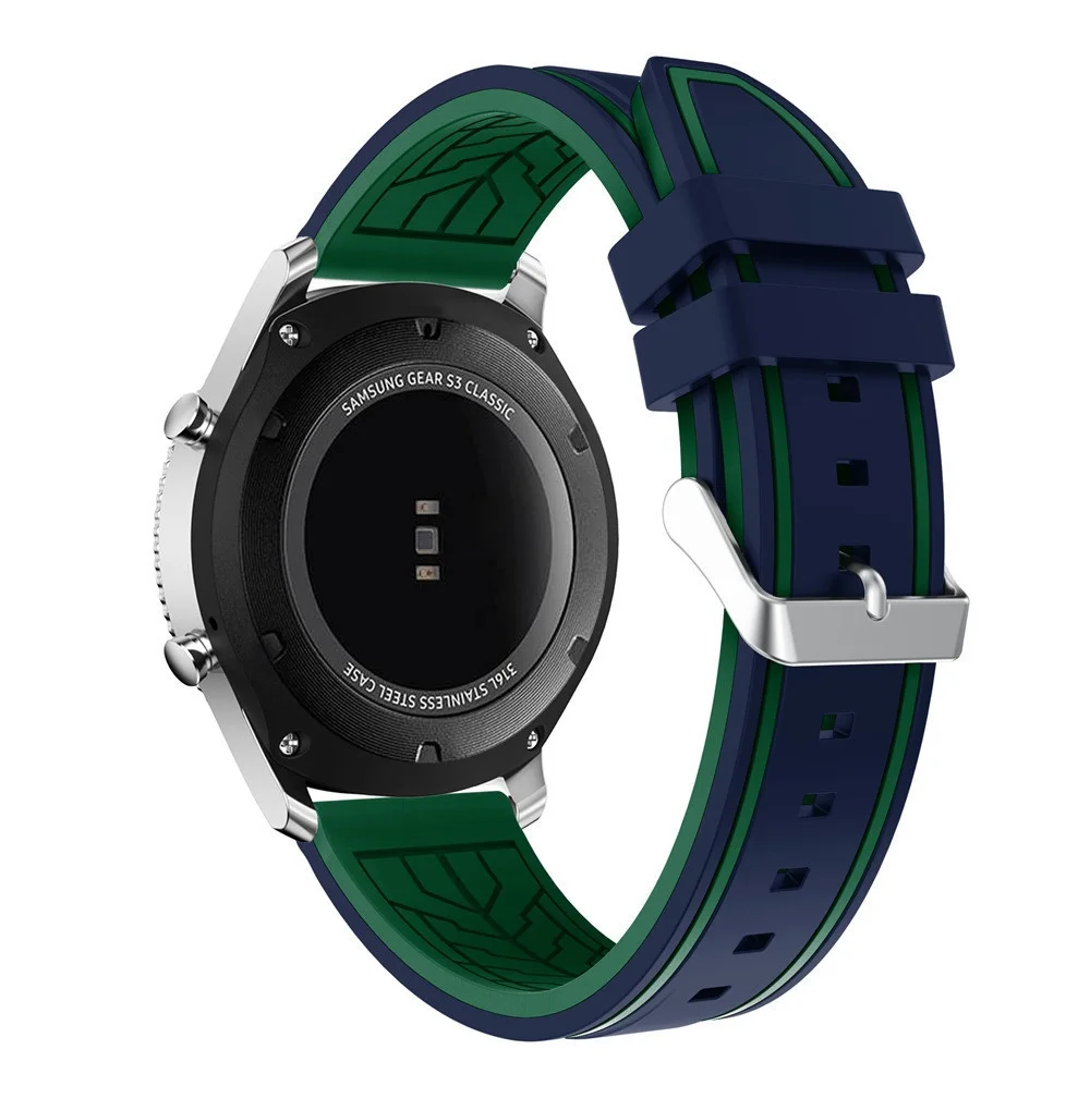 Ремешок силиконовый двухцветный для Samsung Galaxy 46 мм Gear S3 мягкий спортивный сменный