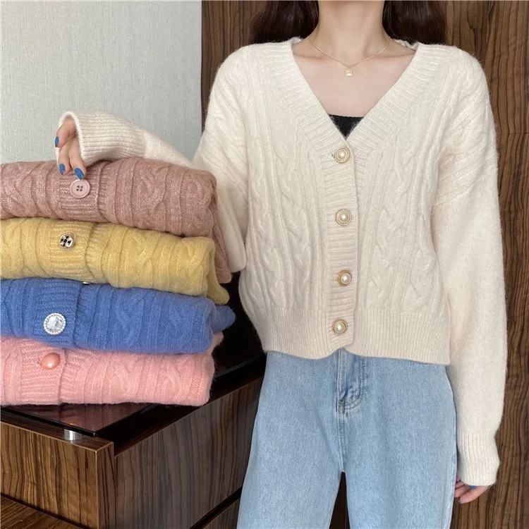 

2021 Ins Women Fashion Knit Cardigans Twist Women New Cardigans Oversize Women Basic Cardigan Sweater