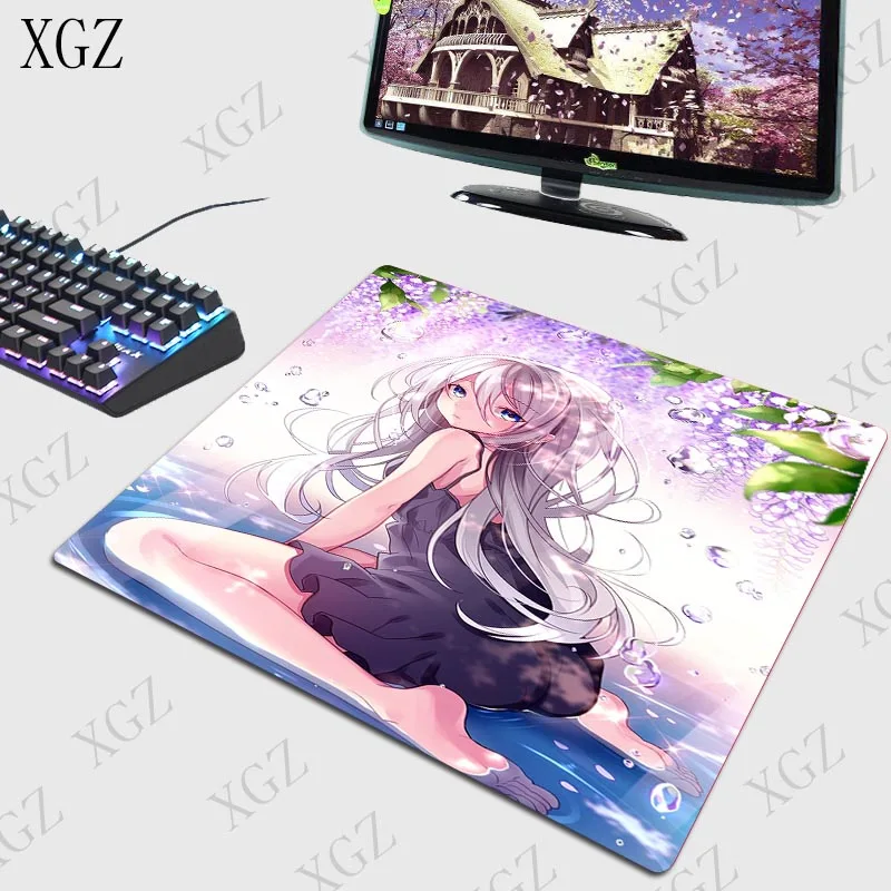 Большой игровой коврик для мыши XGZ 900x40 0/700x30 0/600x300 мм с аниме девушкой фиолетовыми