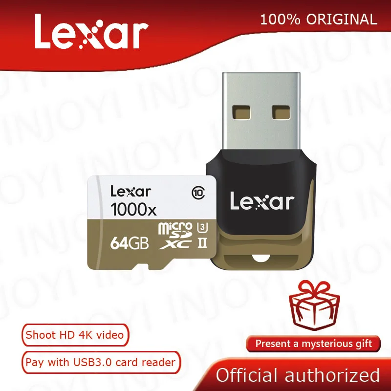 Оригинальный Lexar 128GB карта micro sd 1000x слот для карт памяти 16GB 64GB UHS II U3 Max 150 МБ/с. 32GB