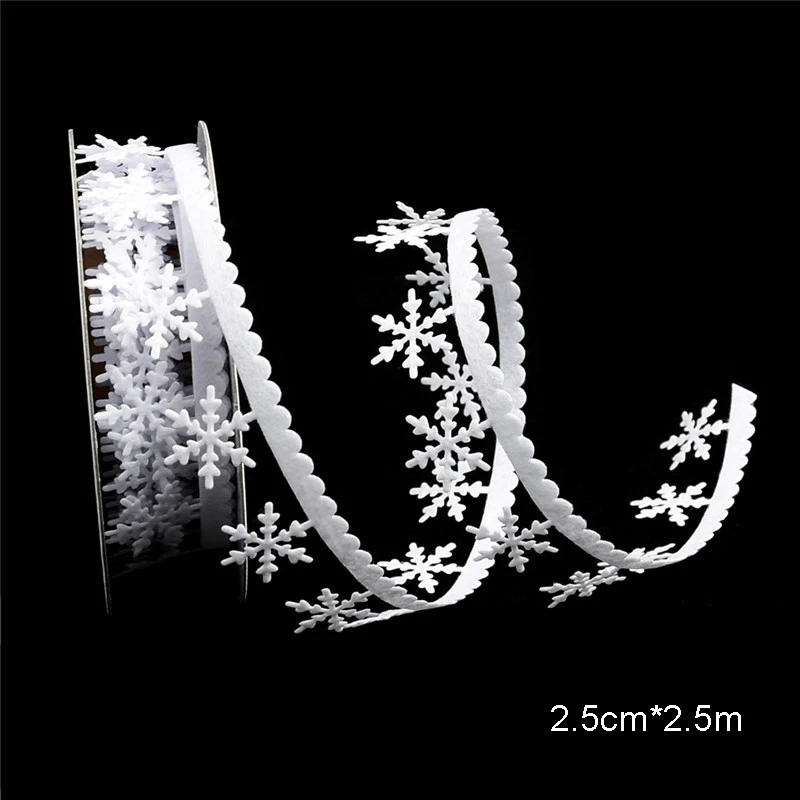 Snowflake 2.5m Украшения для рождественской елки, 1 шт., 2,5 метров, снежинка/звезда, цепь, ленты, ткань, сделай сам, украшения для рождественской елки, декор для рождественской елки - Цвет: Snowflake 2.5m
