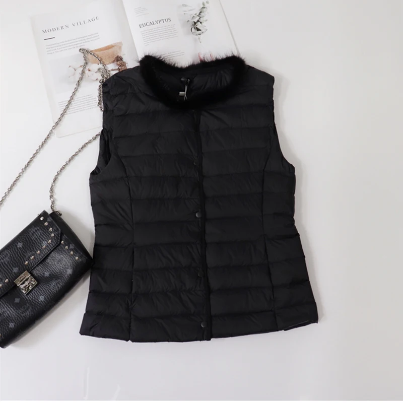 Жилет Fitaylor зимний на белом утином пуху 90% с круглым вырезом | Женская одежда