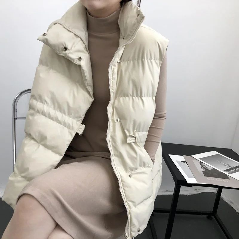 

Women Sleeveless Vest Winter Warm Plus Size Down Cotton Padded Jacket Female Veats Stand Collar Sleeveless Waistcoat Y950
