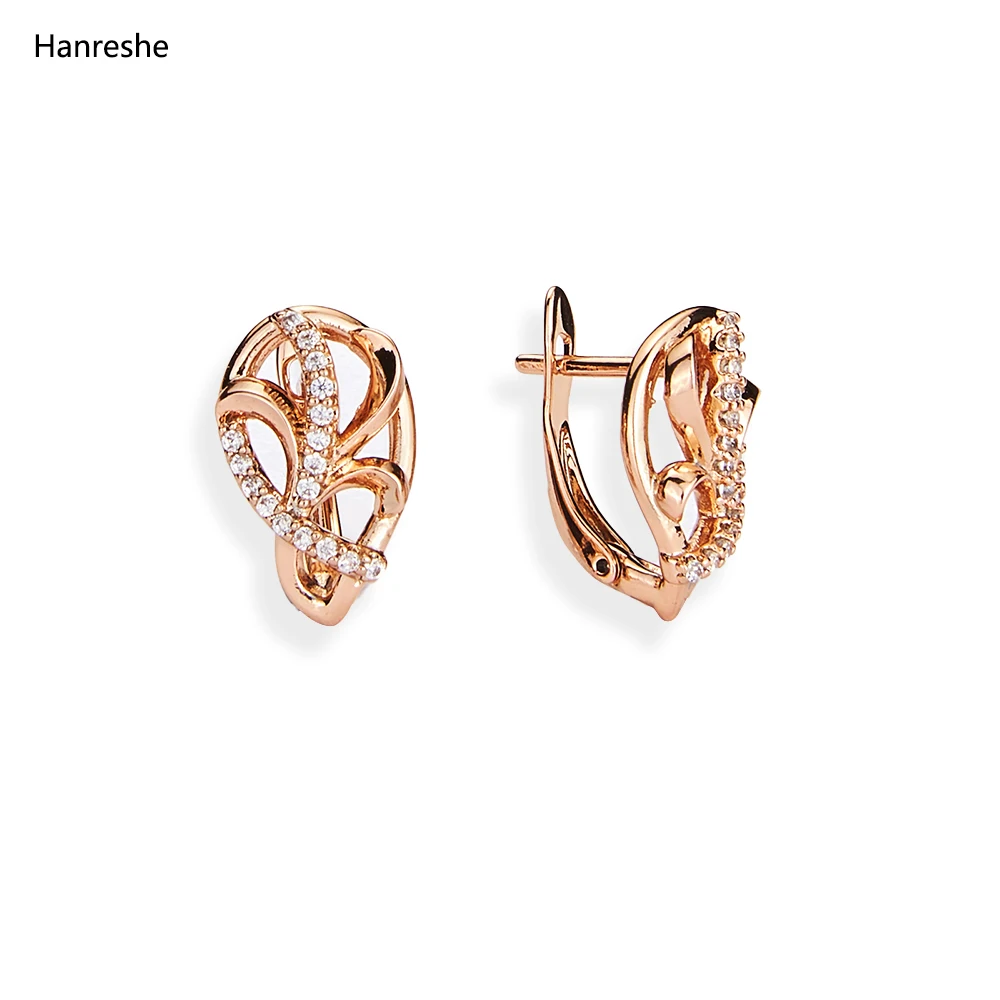 

Hanreshe Flower Stud Earrings Exquisite Charm Gold Color Zircon Cute Punk Romantic Jewelry Party Statement Earrings Woman Gift