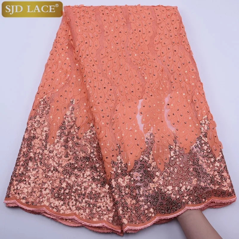 

SJD LACE High Quality 3D African Tulle Lace Fabric French Lace With Sequis For Party Dress Material Embroidery Mesh Lace A1798