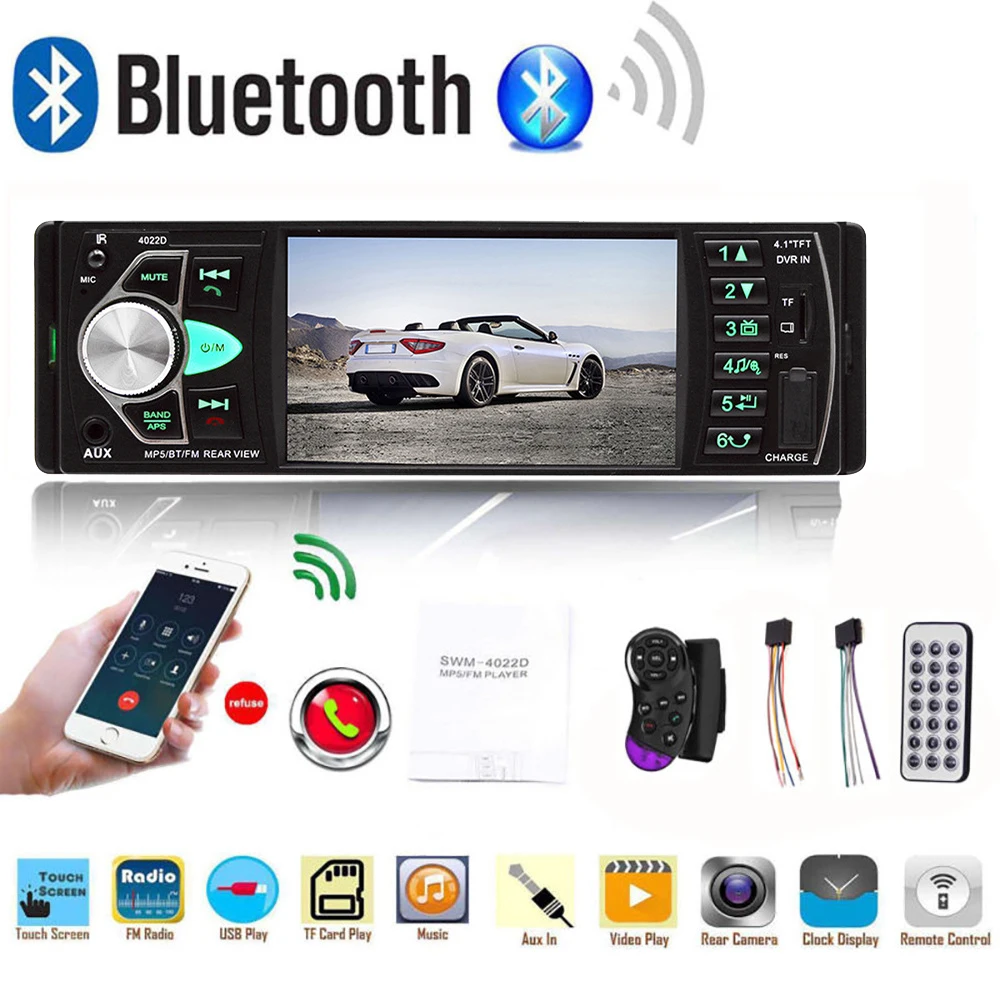 

Автомагнитола 1 Din 4022D, автомобильное аудио, стерео, Bluetooth, поддержка камеры заднего вида, управление рулевым колесом, мультимедийный плеер