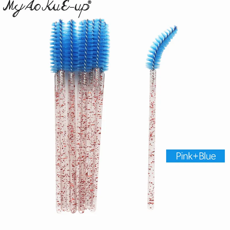 Crs P Blue 50 шт., Новое поступление, кисти для ресниц, Мягкая головка для ресниц, аппликатор для бровей, тушь для ресниц, палочка, микрокисти, кисти для макияжа - Handle Color: Crs P Blue