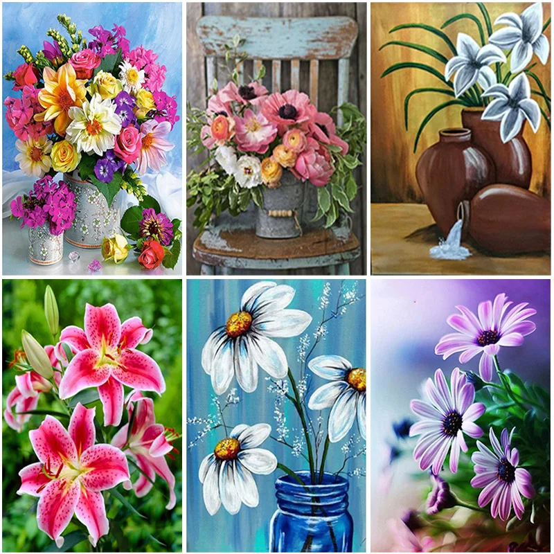 

DIY Flower 5D Diamond Painting Full Square Drill Landscape Diamond Embroidery Cross Stitch Mosaic Resin Home Decor Wall Art
