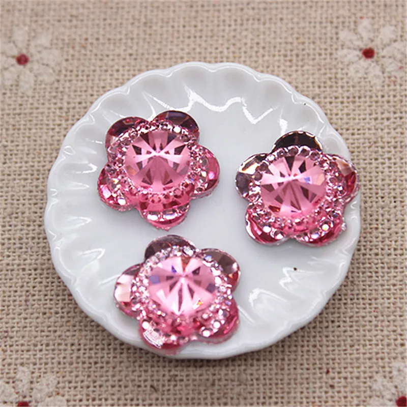 50 шт 16 мм прозрачный/красный/розовый/синий/фиолетовый/золотой смолы Bling Flower Flatback